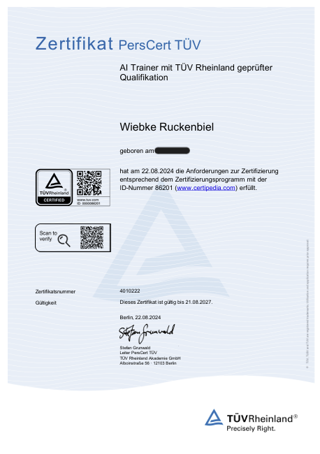 TÜV Zertifikat AI Trainer
